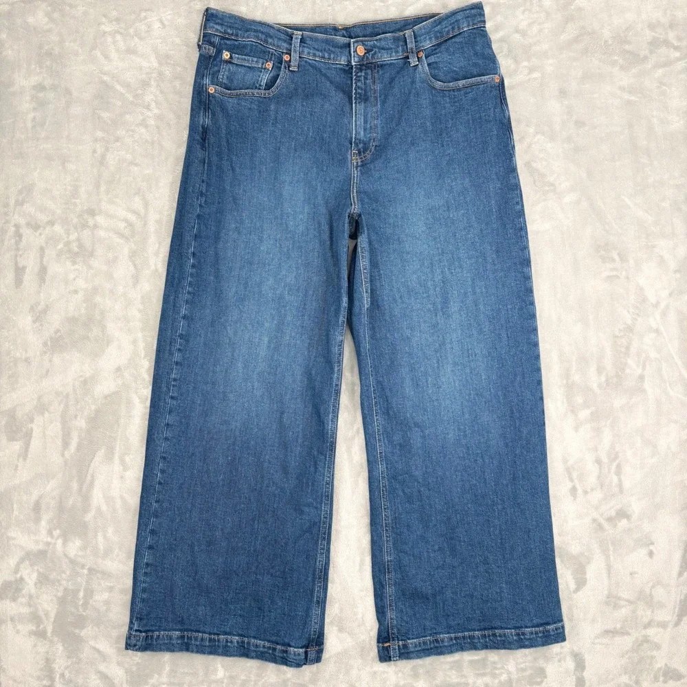 Gap Jeans Womens 33 16S (Fits 35x29.5) Blue High Stride Wide Leg Casual Retro